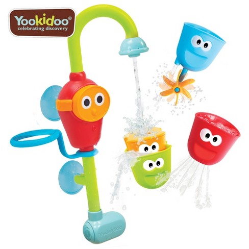 Yookidoo Whisting Pull Along Duck + Flow N Fill Spout Toy Bundle