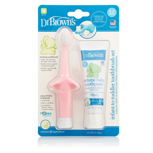 Dr Browns Infant -to Toddler Toothbrush & Toothpaste Combo Pack