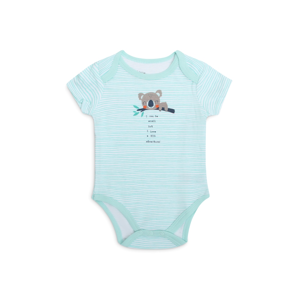 Infancie 3-Pc 100% Cotton Short-Sleeved Baby Bodysuits (Mint Jungle)