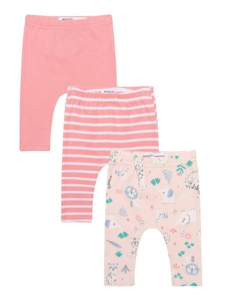 Infancie 3-Pc 100% Cotton Baby Pants 0-12m (Pink Safari)