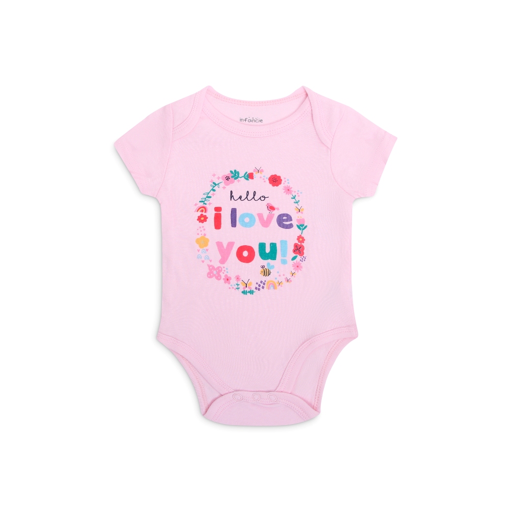 Infancie 3-Pc 100% Cotton Short-Sleeved Baby Bodysuits (In the Garden)