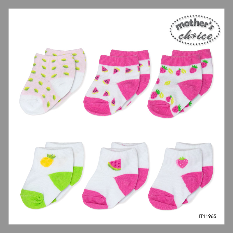 Mothers Choice 6 Pairs Newborn Baby Socks