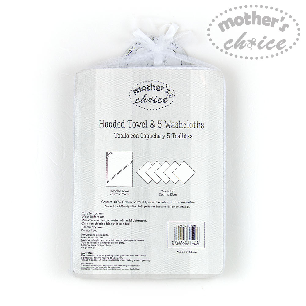 Mother's Choice Hooded Towel with 5 Face Cloths