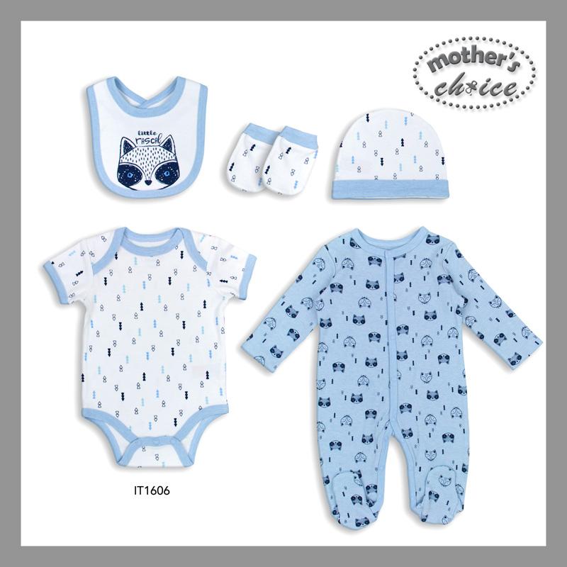 Mothers Choice Newborn Baby 5 Pcs Layette Gift Set (Little Rascal)