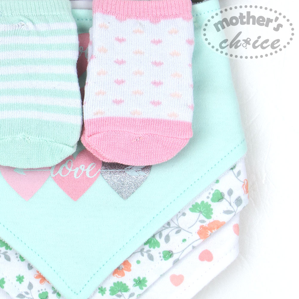 Mother's Choice 5-Piece Pack Baby Bibs & Socks