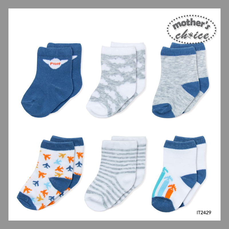 Mothers Choice 6 Pairs Newborn Baby Socks