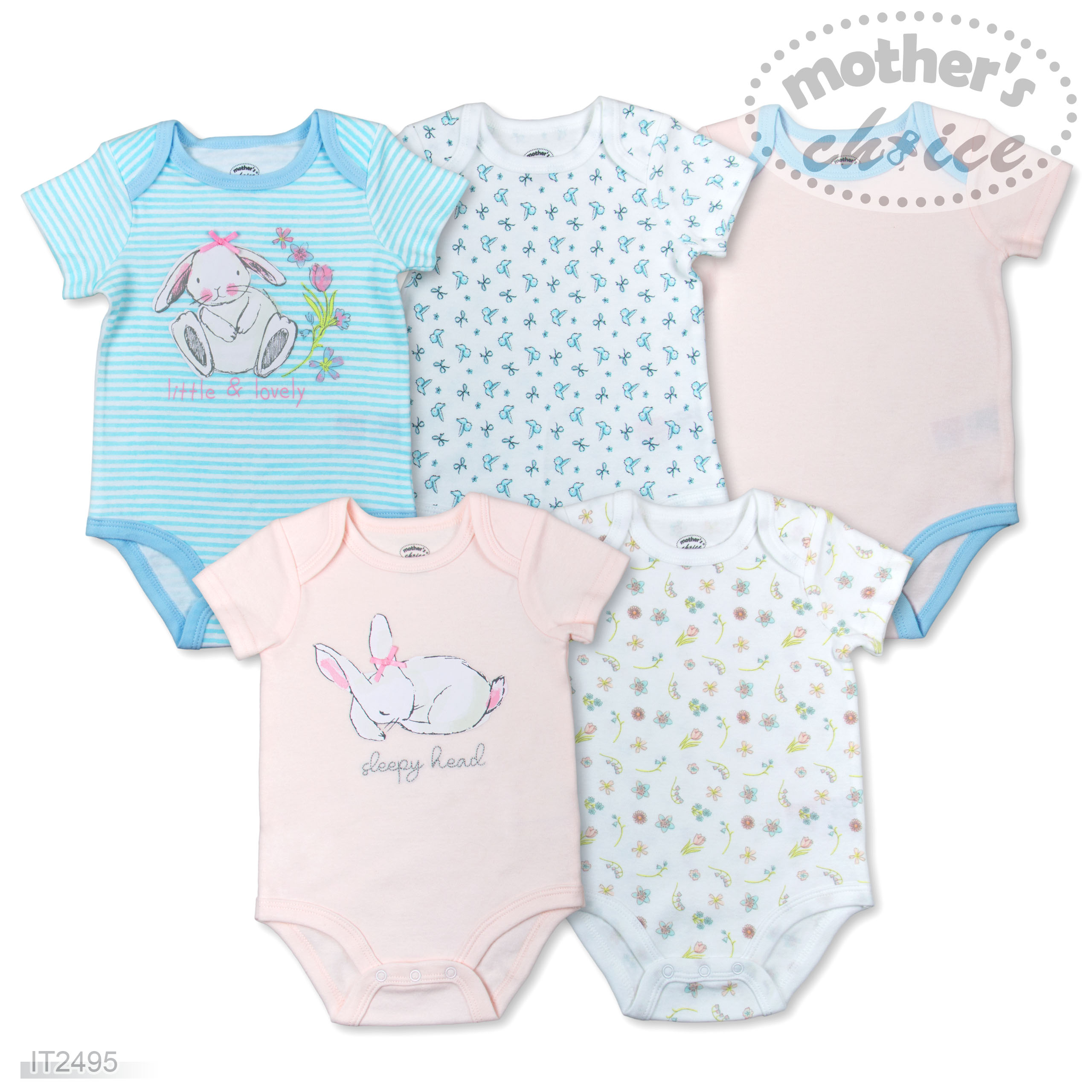 Mother's Choice Newborn, Baby & Infant Short Sleeve Bodysuit (5pcs per pack)