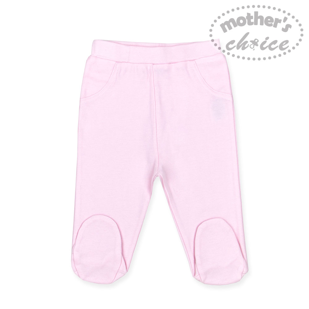 Mother's Choice 2-Pc 100% Cotton Baby Footed Leggings (Pink/Grey)