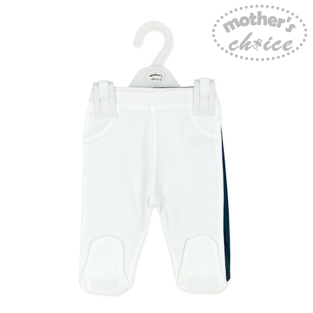 Mother's Choice 2-Pc 100% Cotton Baby Footed Leggings (Navy/White )