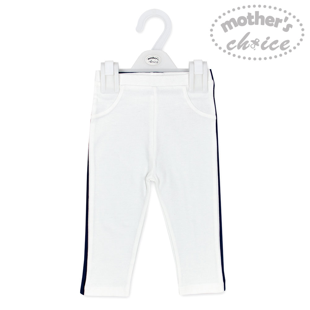 Mother's Choice 2-Pc 100% Cotton Baby Footed Leggings (Navy/White )