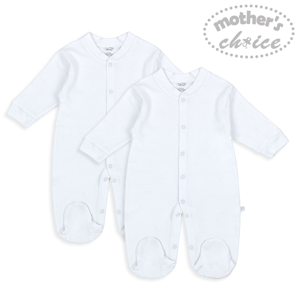 baby-fair Mother's Choice Infant 100% Cotton ALL-WHITE 2 pcs Baby-grower