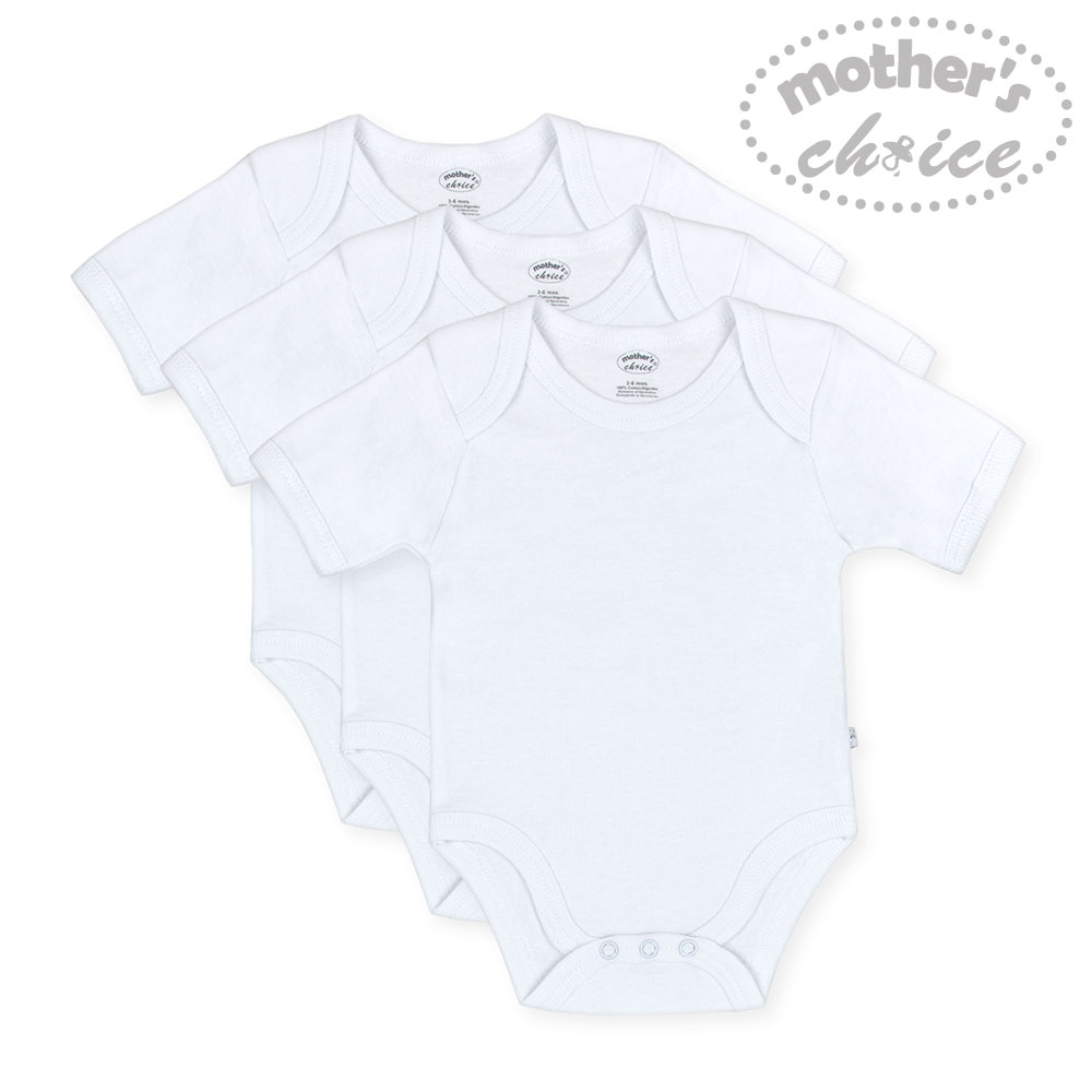 baby-fair Mother's Choice Infant 100% Cotton ALL-WHITE 3 pack bodysuits and rompers