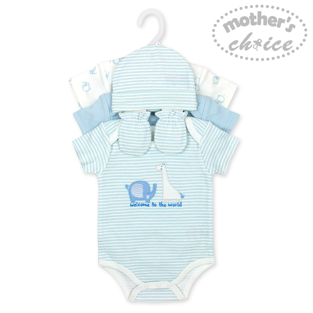 Mother's Choice Newborn & Baby Bodysuit, Hat and Mittens set (5pcs)