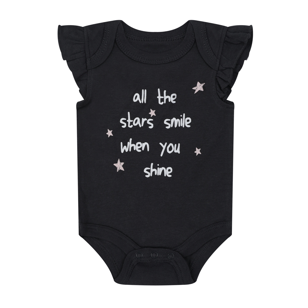 Mother's Choice 3-Pc 100% Cotton Short-Sleeved Baby Bodysuit (All the Star Smile)