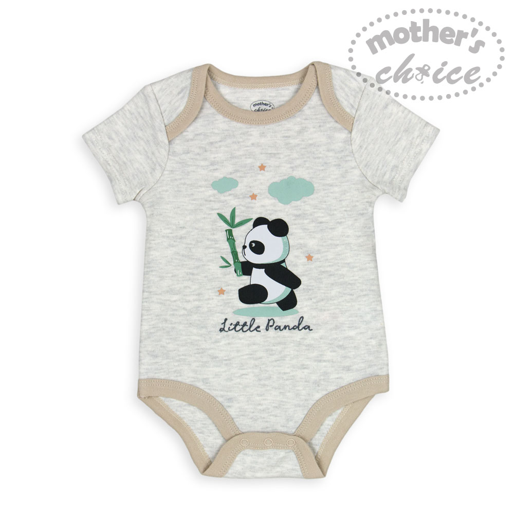 Mother's Choice 3-Pc 100% Cotton Short-Sleeved Baby Bodysuit (Panda) 