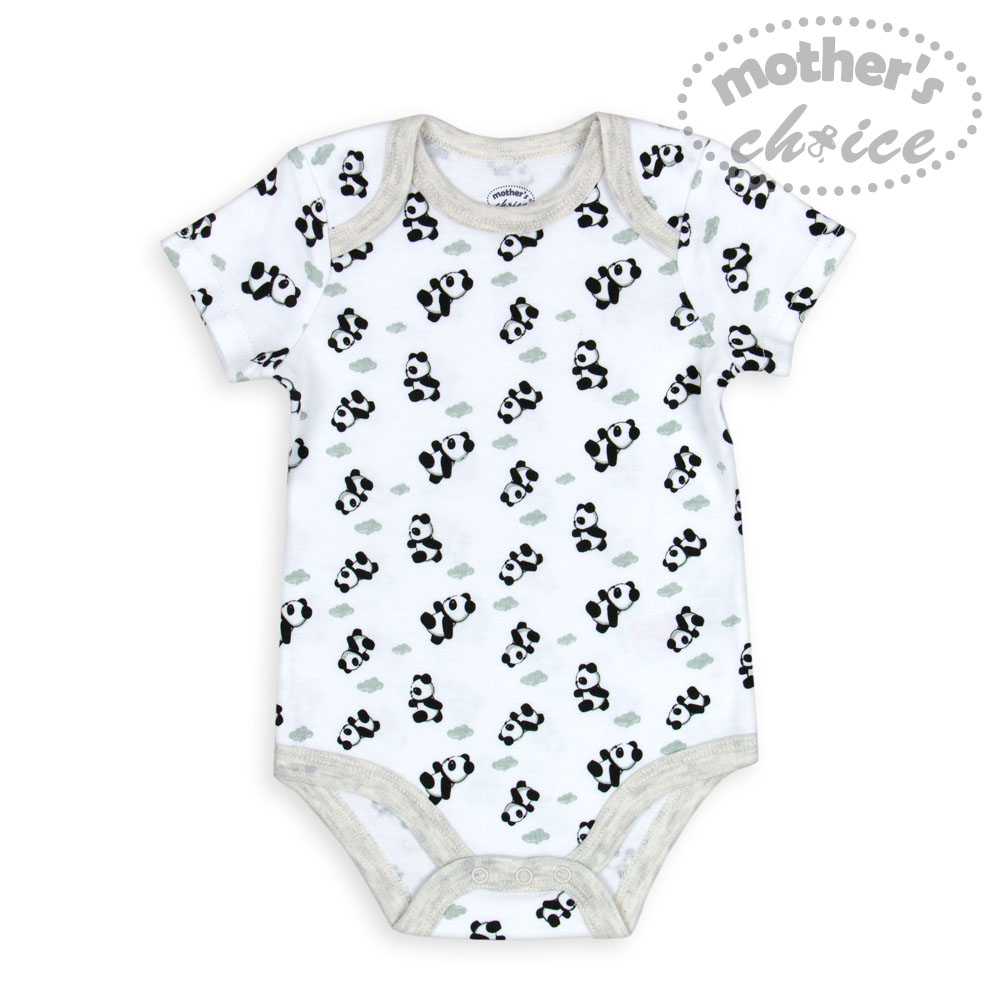 Mother's Choice 3-Pc 100% Cotton Short-Sleeved Baby Bodysuit (Panda)