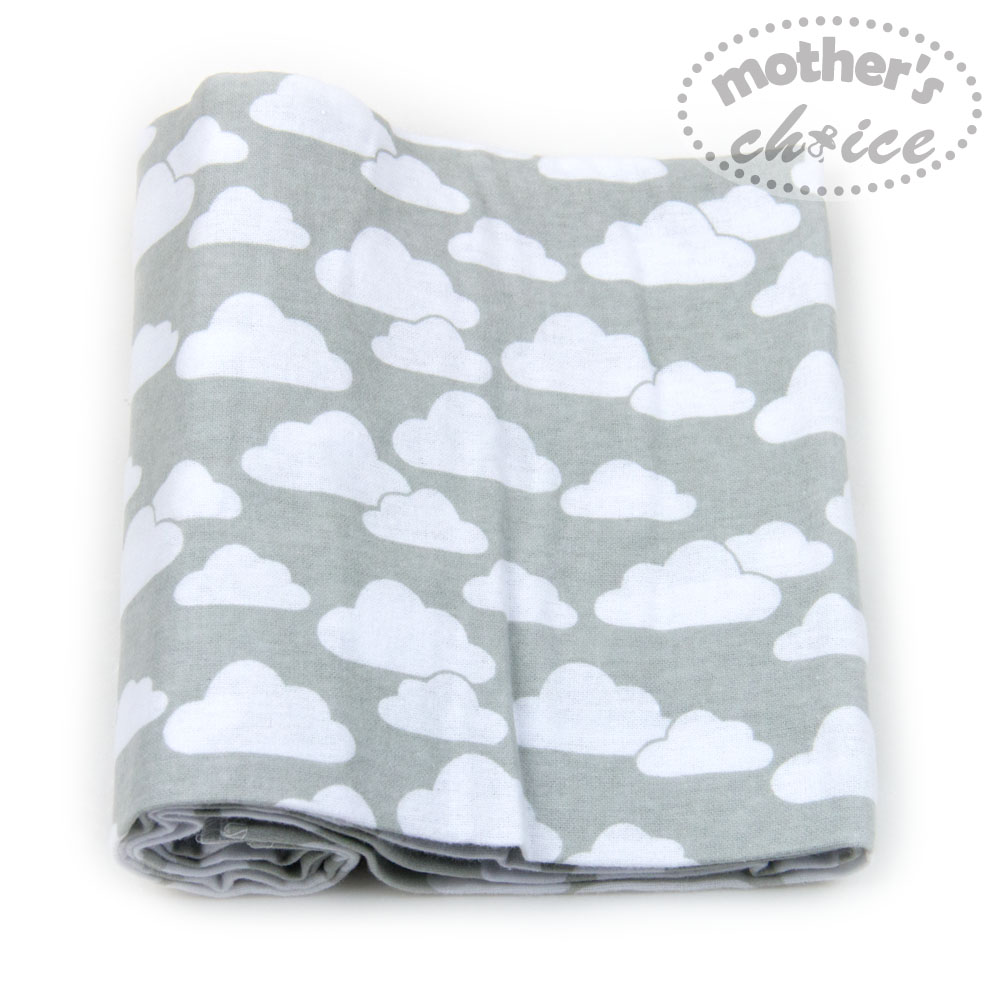 Mother's Choice 3-Pc Flannel Receiver With Overlock Binding (Grey Dream Cloud)