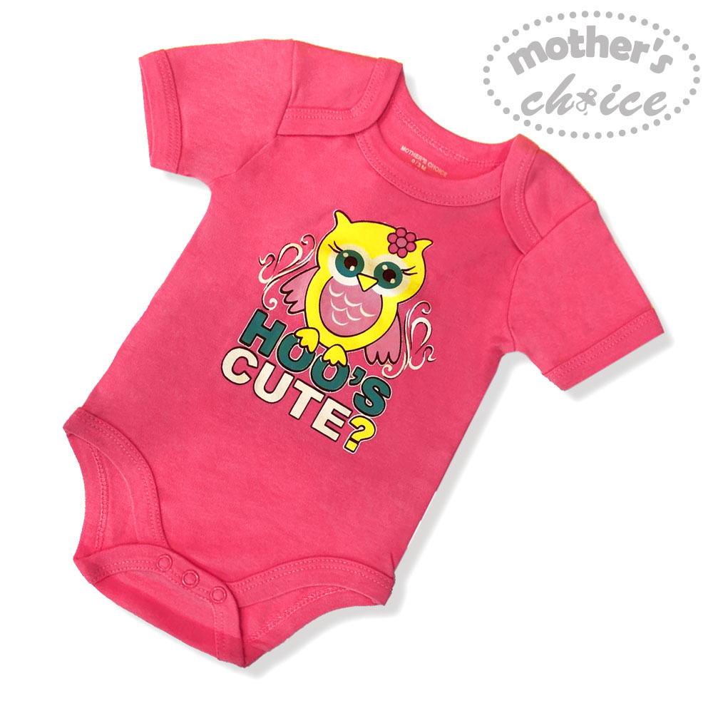 Mother's Choice Newborn Baby Infant 100% Pure Cotton Short Sleeves Hoos Cute Pink Bodysuit and Romper