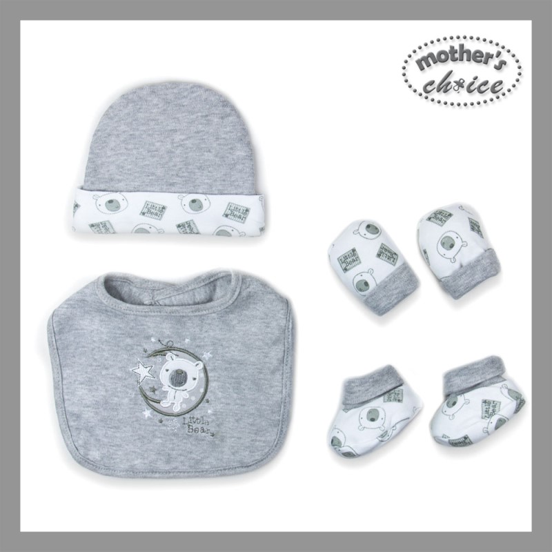 Mother	's Choice 4-Piece 100% Pure Cotton Infant Cap, Bib, Mittens and Socks Layette Gift Pack