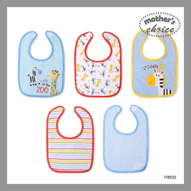Mother's Choice Cotton Baby Bibs 5-Piece Pack