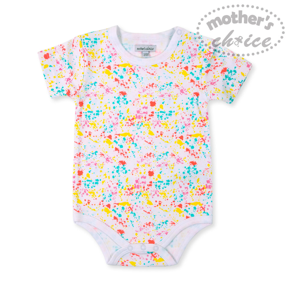 Mother's Choice Newborn Baby Infant 100% Pure Cotton Short Sleeves Colourful Bodysuit and Romper