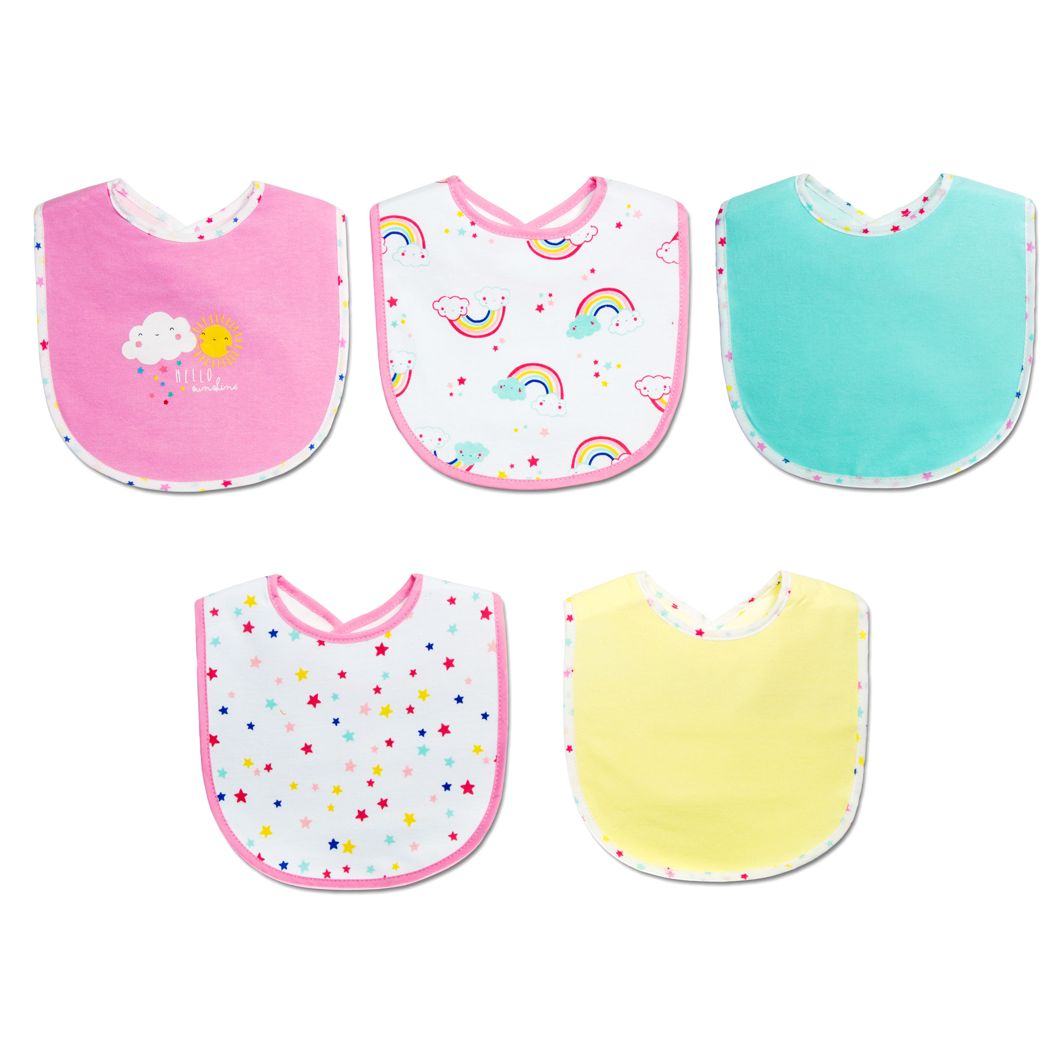 Mother's Choice Infant / Baby 100% Pure Cotton Everyday Essentials Bibs 5-Piece Pack
