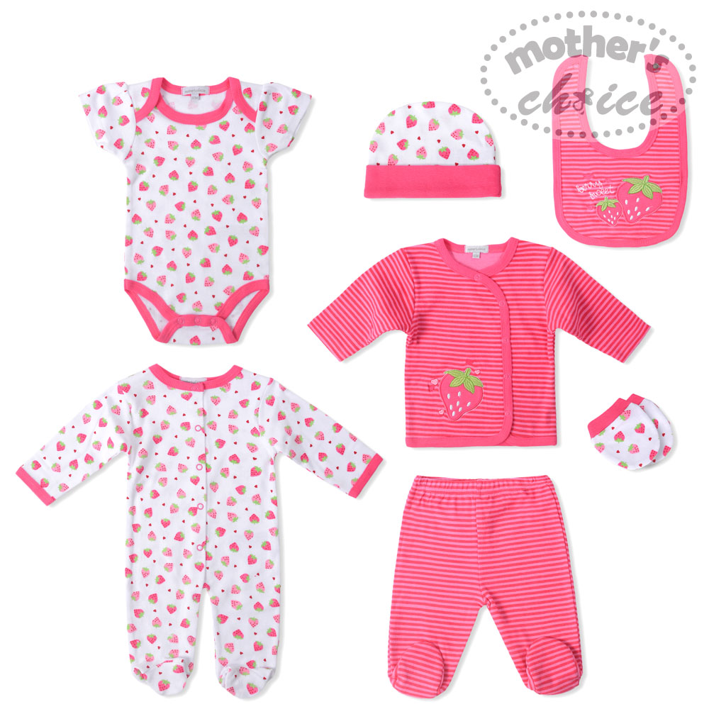baby-fair Mother's Choice 7-Piece Newborn Baby 100% Pure Cotton Bodysuit Starter Pack