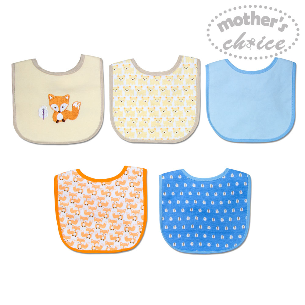 Mother's Choice Baby Bibs Double Layered Velcro (Set of 5pcs)