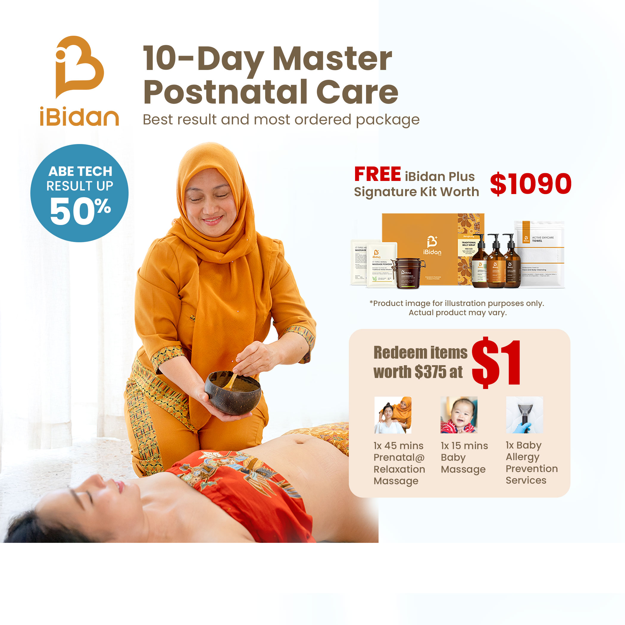 Ibidan 10-Days Master Postnatal Care  + SGD 1 Redemption (worth $375)