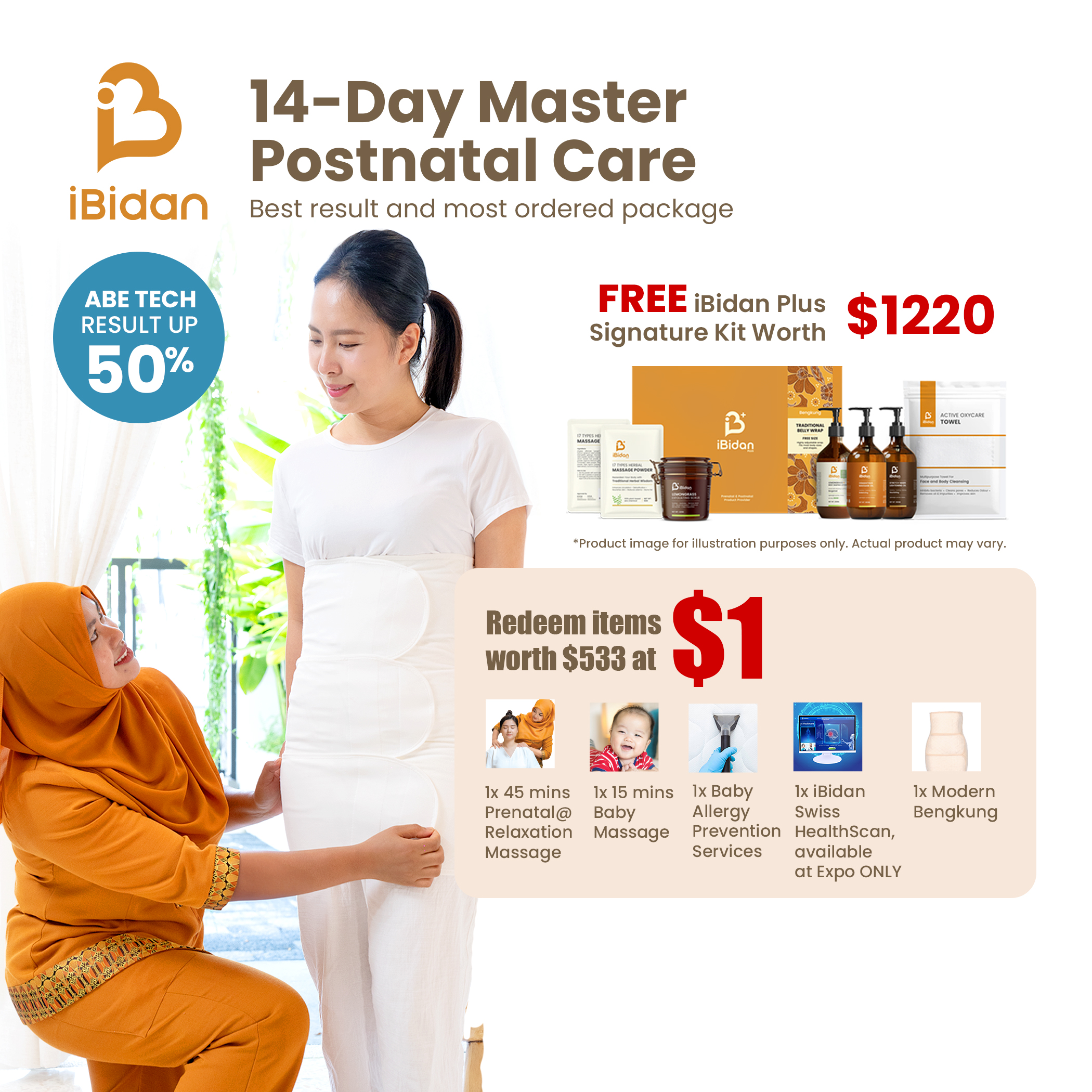 Ibidan 14-Days Master Postnatal Care + SGD 1 Redemption (worth $533)