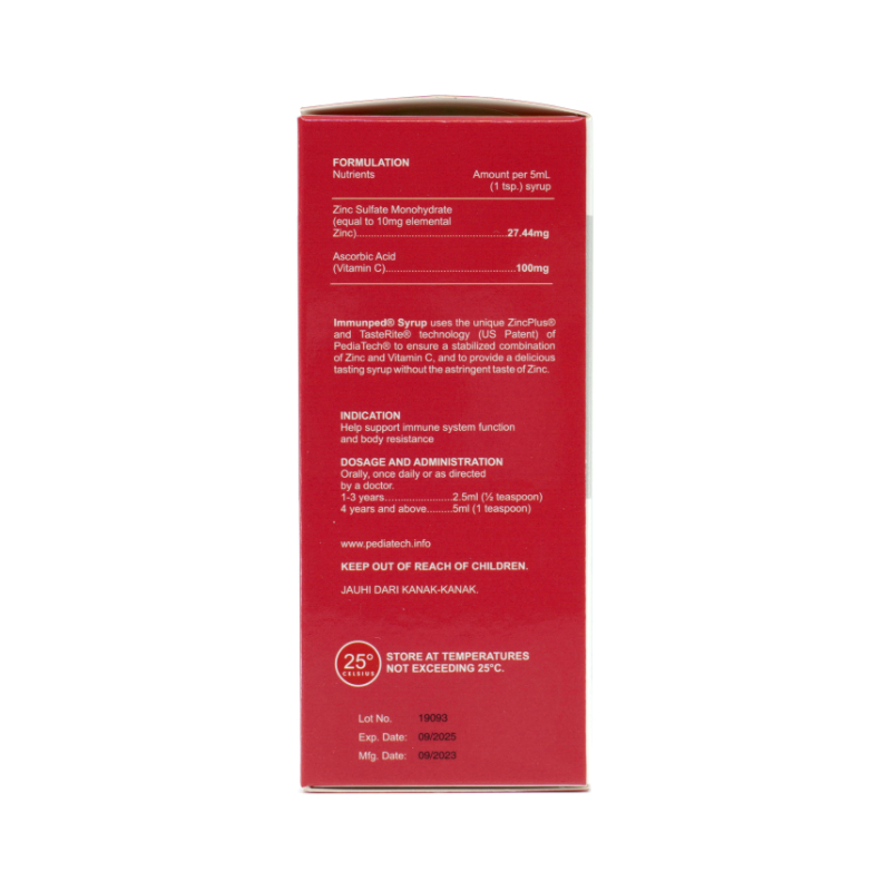 Immunped Syrup 100ml - Patented Zinc + Vitamin C [Upsized Version] Bundle of 2