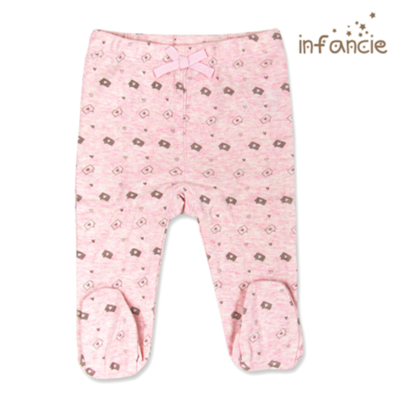 Infancie Newborn Baby Footed Leggings Set of 2 Pcs (100% Cotton) Grey / Pink