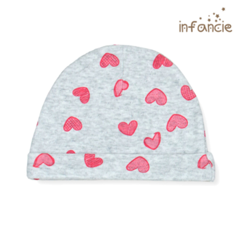 Infancie Newborn Baby Hat Set of 2 Pcs (100% Cotton) Grey / Pink