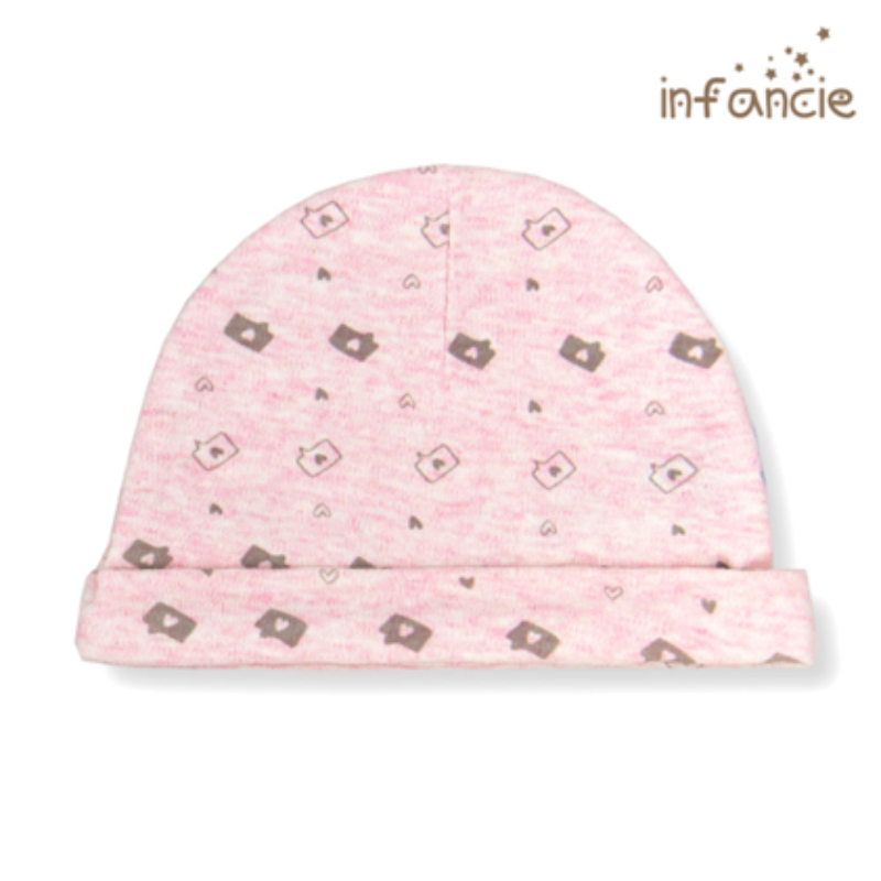 Infancie Newborn Baby Hat Set of 2 Pcs (100% Cotton) Grey / Pink