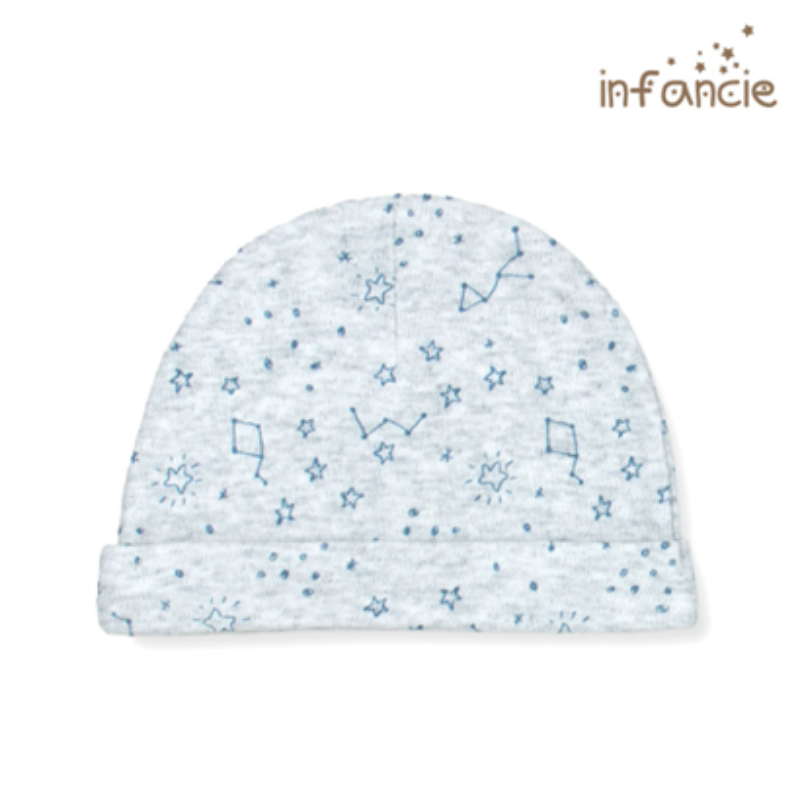 Infancie Newborn Baby Hat Set of 2 Pcs (100% Cotton) Grey / Blue
