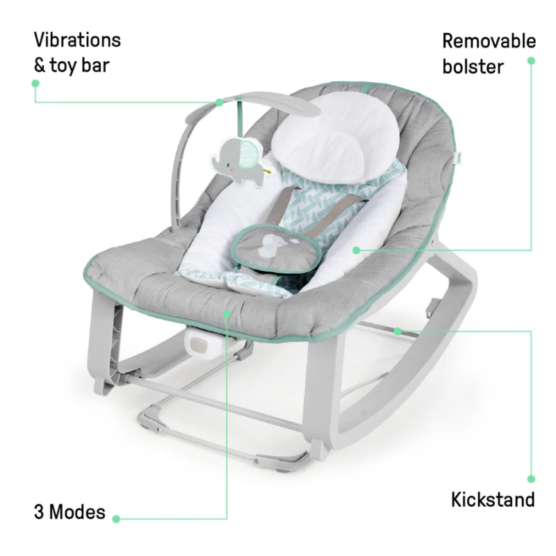 Ingenuity Bouncer Rocker Seat Keep Cozy 3-in-1 Grow With Me