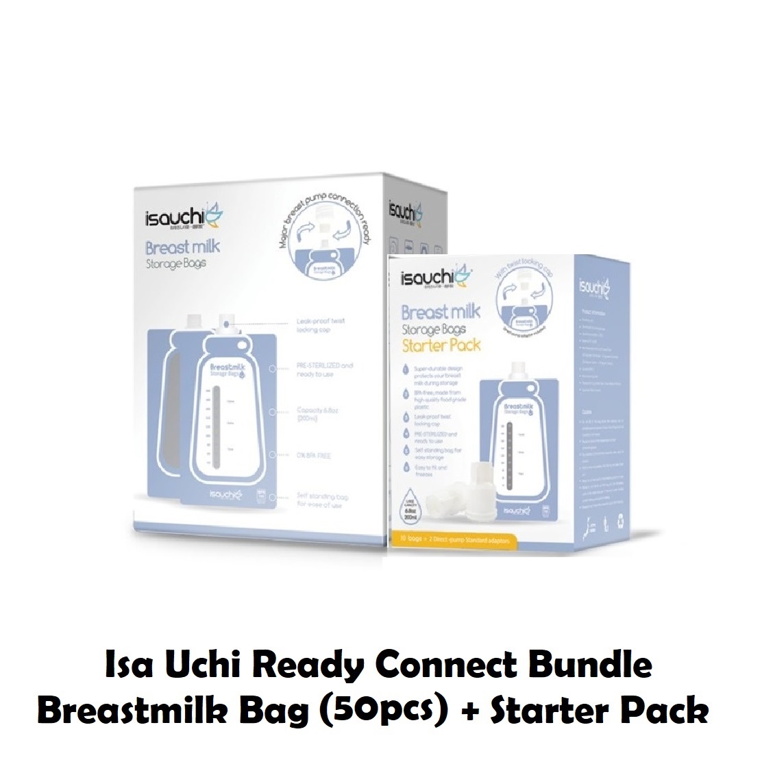 Isa Uchi Ready Connect Breastmilk Bag (50pcs) + Starter Pack Bundle