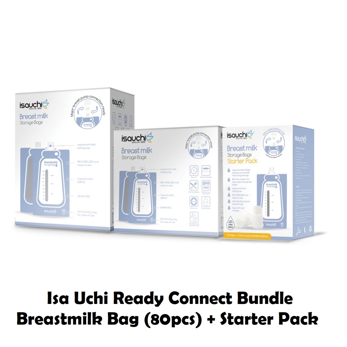 Isa Uchi Ready Connect Breastmilk Bag (80pcs) + Starter Pack Bundle
