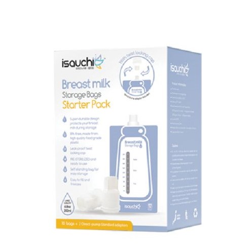 [Bundle Deal] Isa Uchi Breastmilk Bag Starter Pack (6pcs + 2x NN + 2x WN adaptor) + Ready Connect Breastmilk Bag (30pcs)