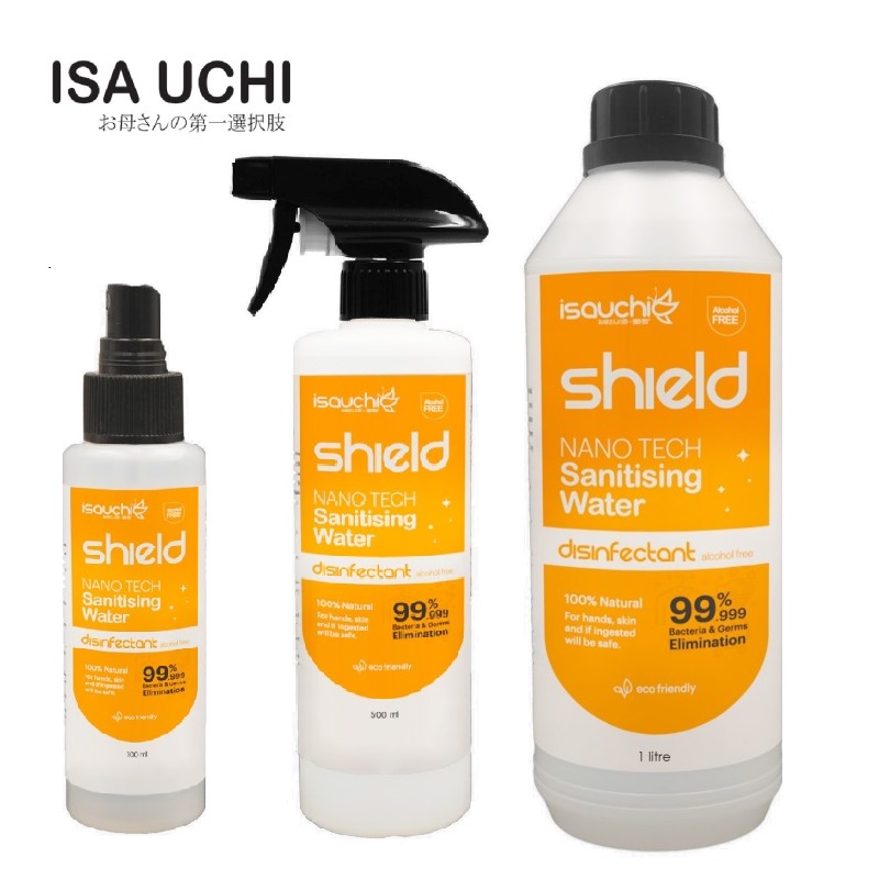 Isa Uchi Shield Sanitizing Water Combo 1 (Personal Shield 100ml + Home Shield 500ml + Personal Shield 1L) 