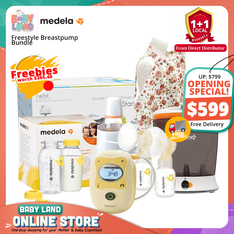 Medela Freestyle Breastpump Bundle (FREE Kiinde Twist Breast Feeding Starter Kit + Isa Uchi Sterilizer + Warmer and More WORTH $365.40!!)