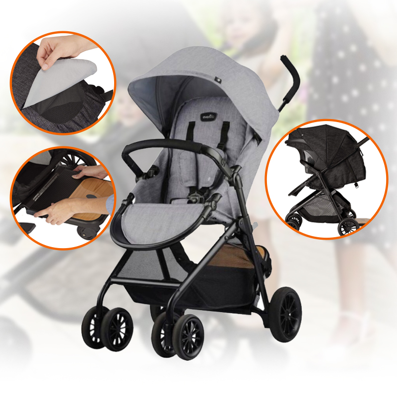 Evenflo Sibby Stroller (Charcoal) + Free Buggy Board worth $79.90