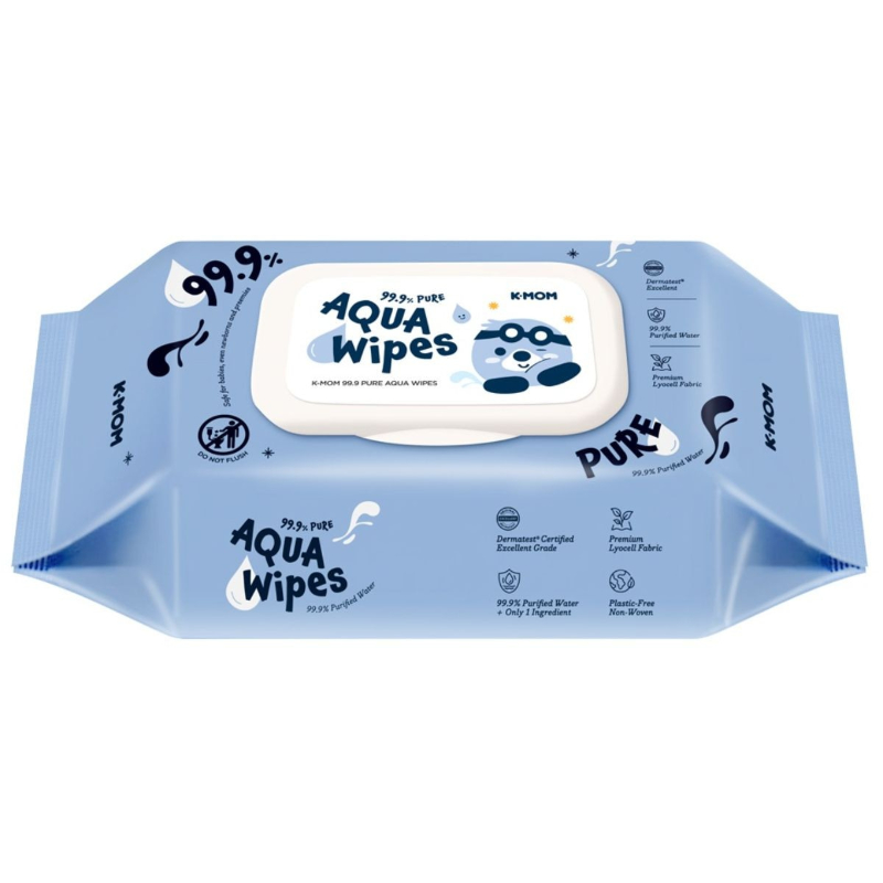 K-Mom 99.9 Pure Aqua Wipes 60 Sheets - Bundle of 12