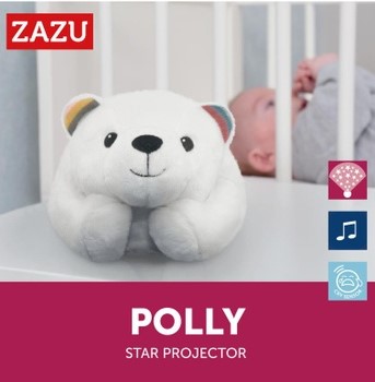 Zazu Star Projector Sleep Soother with Melodies and Cry Sensor - Polly The Polar Bear