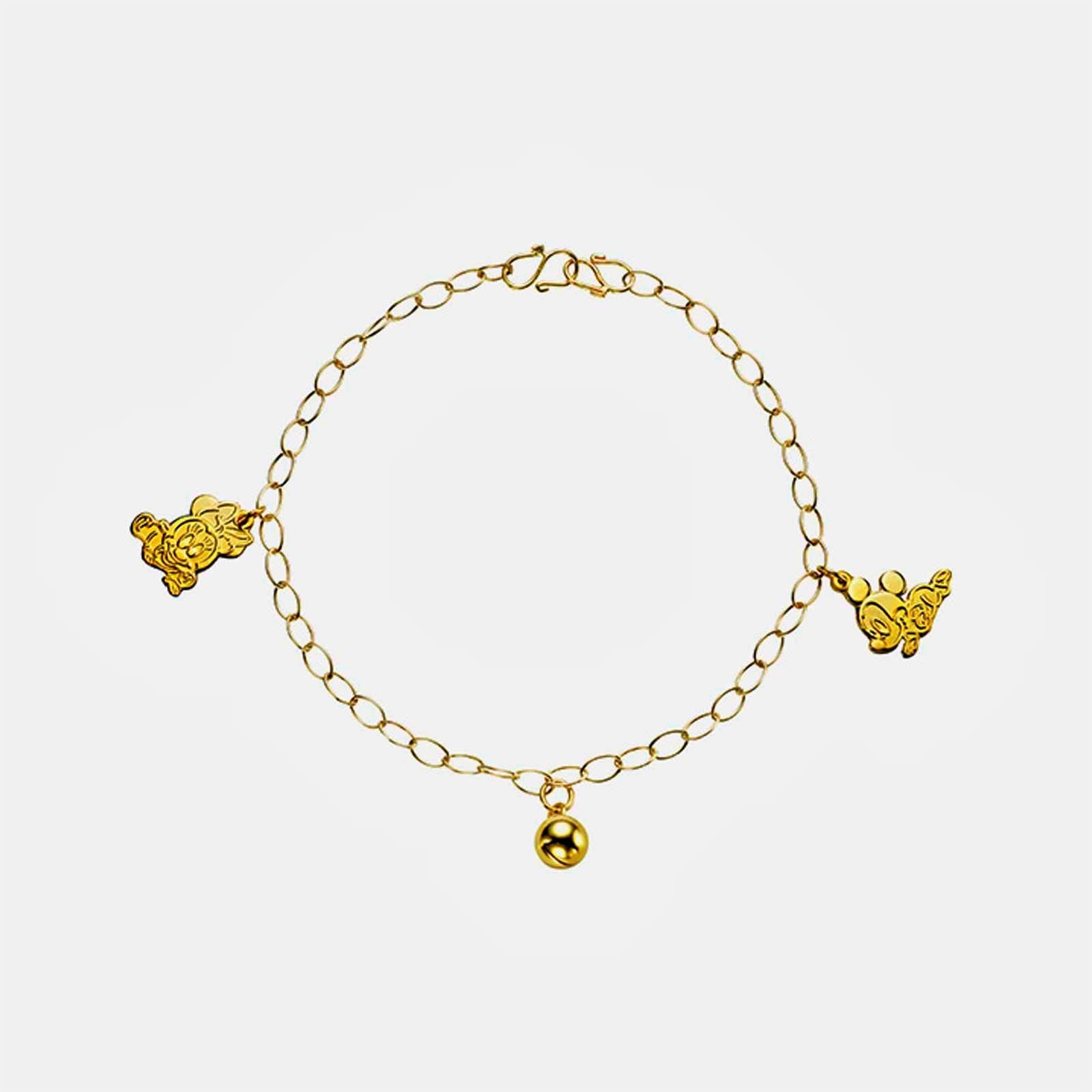 Poh Heng Disney Mickey Minnie Baby Anklet in 22K Yellow Gold	