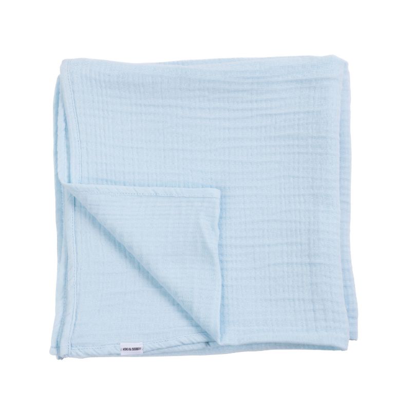 KIKI & SEBBY® 100% Cotton Muslin Blanket (Grey/Blue/Pink)