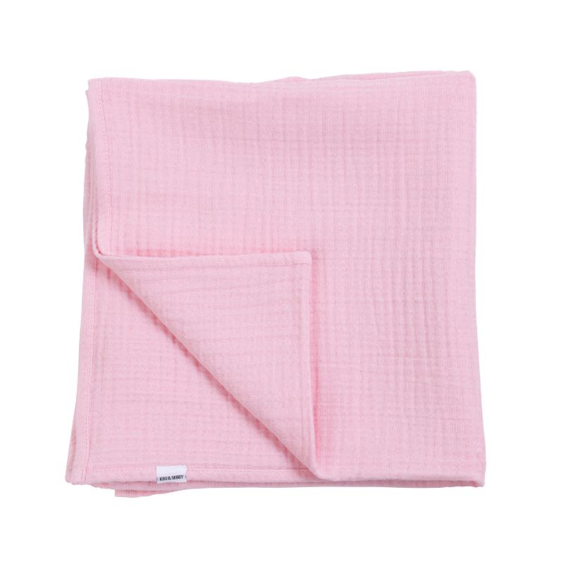KIKI & SEBBY® 100% Cotton Muslin Blanket (Grey/Blue/Pink)