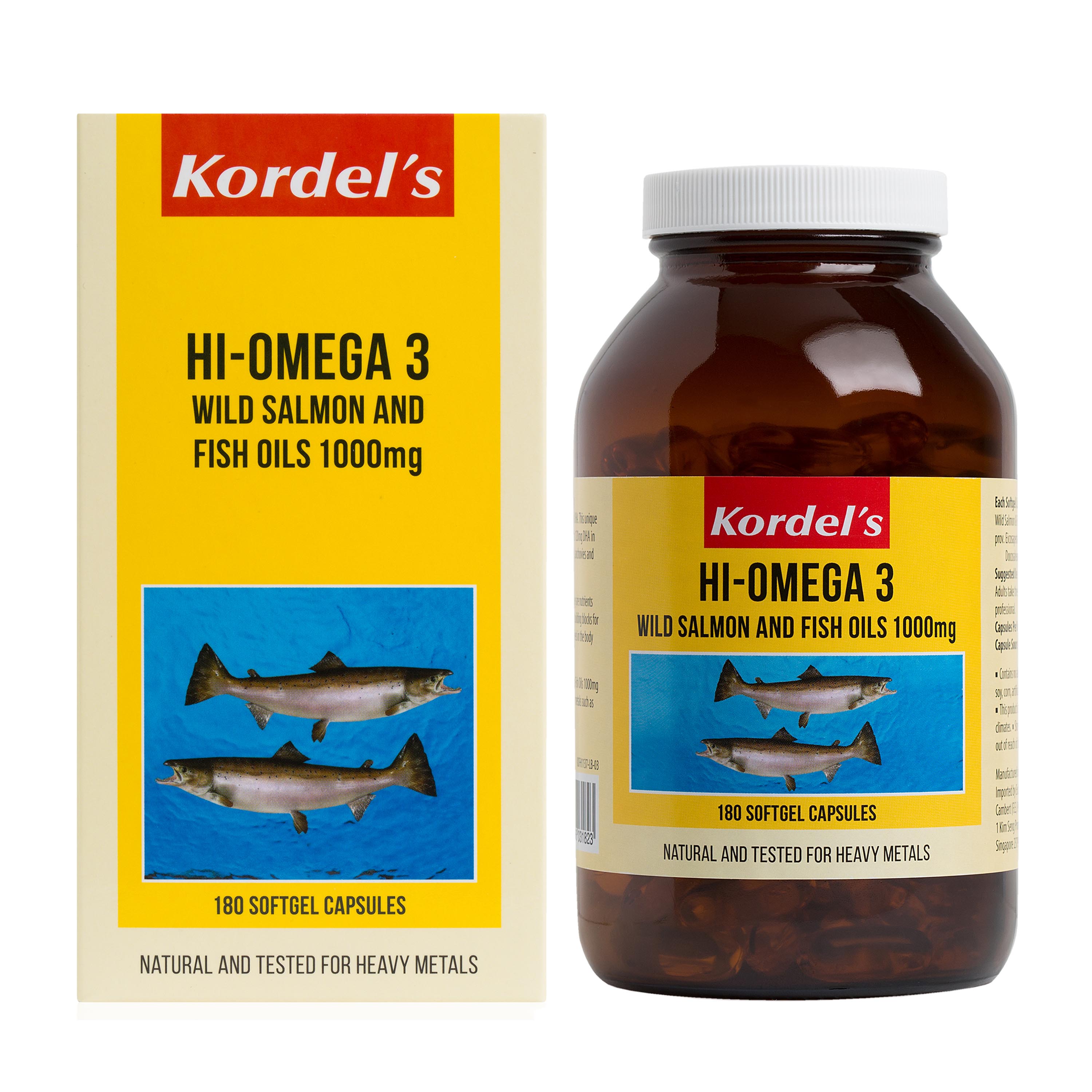 Kordel's Hi-Omega 3 Wild Salmon and Fish Oils 1000 mg 180 Softgels