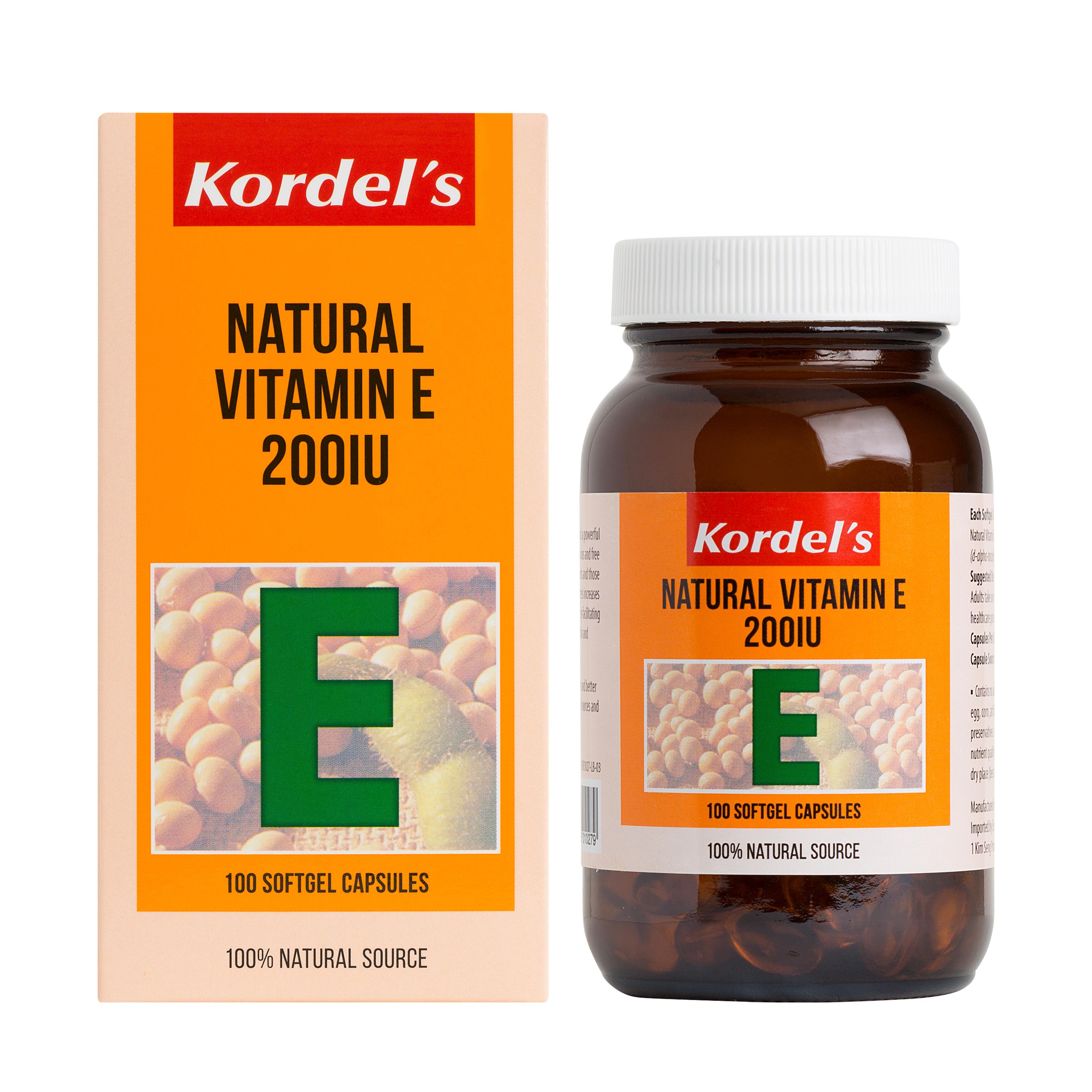 Kordel's Natural Vitamin E 200 IU 100 Softgels