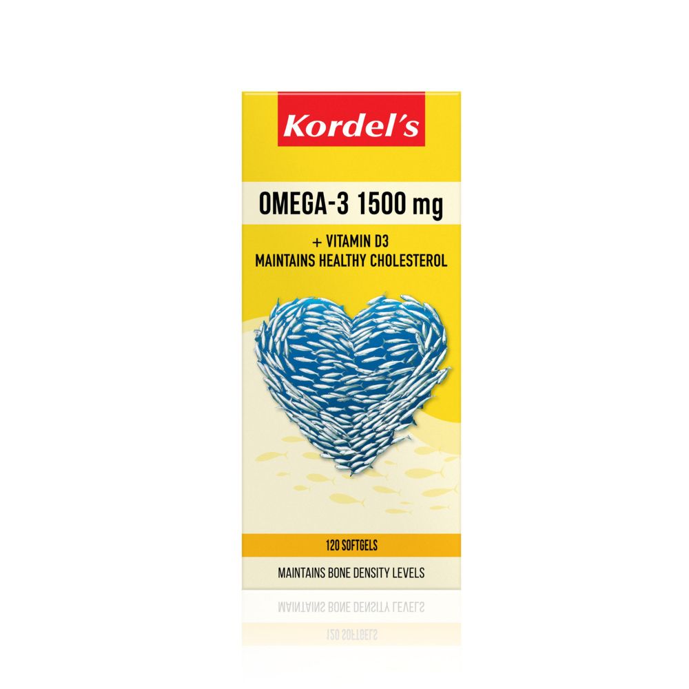 Kordel's Omega-3 Fish Oil 1500 mg + Vitamin D 120 Softgels